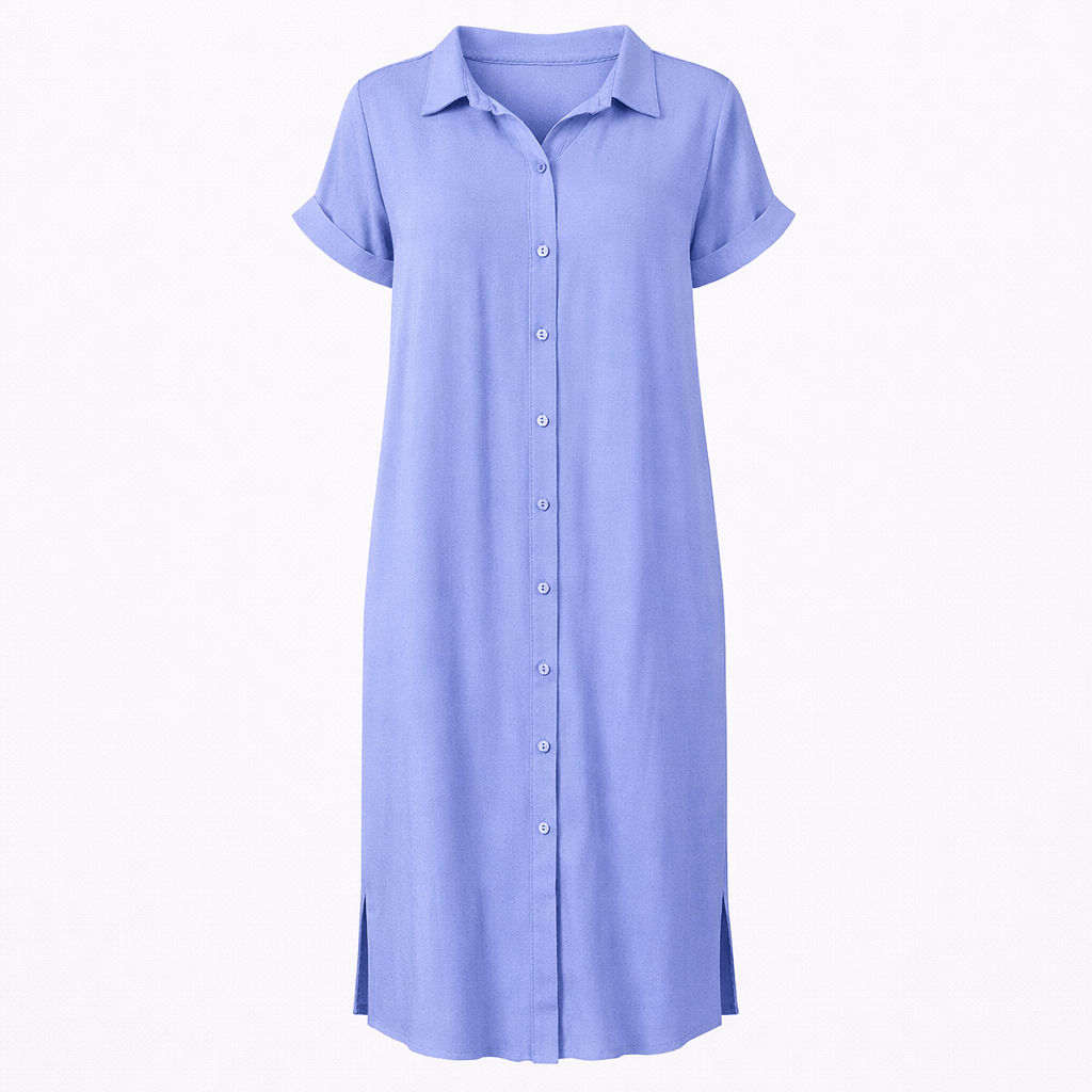 Women’s Short Sleeve Button-Front Maxi Dress
