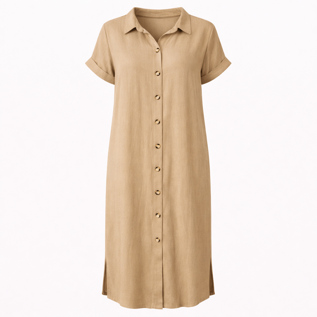 Women’s Short Sleeve Button-Front Maxi Dress