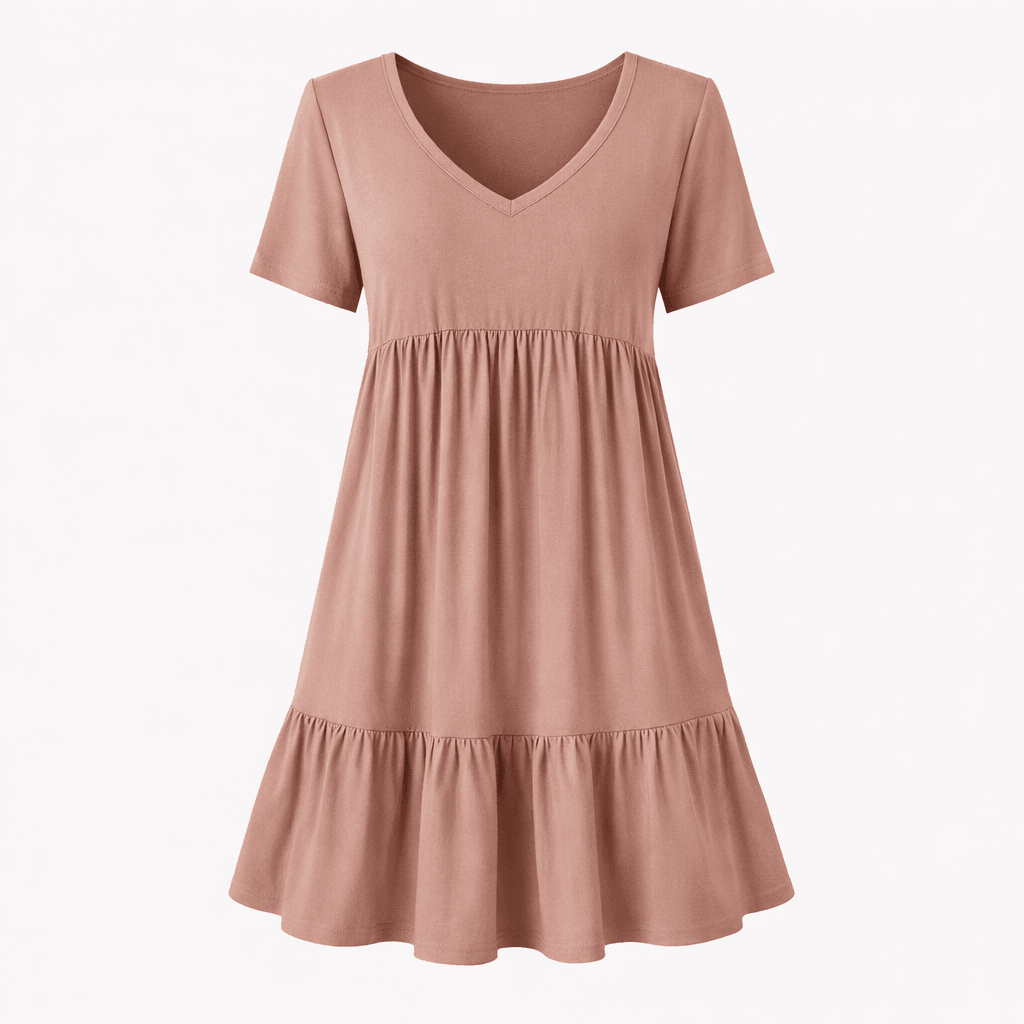Women’s Short Sleeve V-Neck Tiered Dress