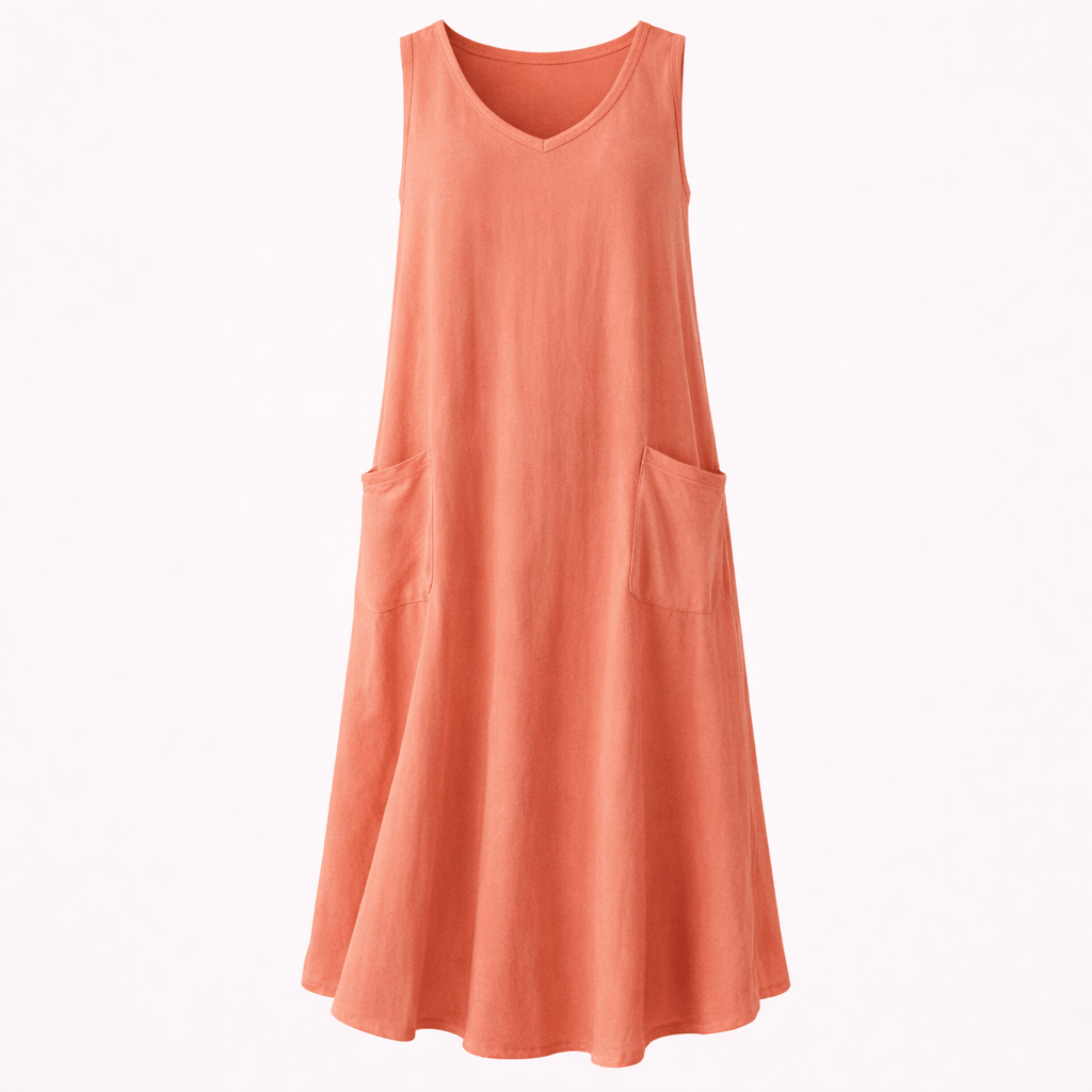 Women’s Sleeveless V-Neck Dress with Pockets