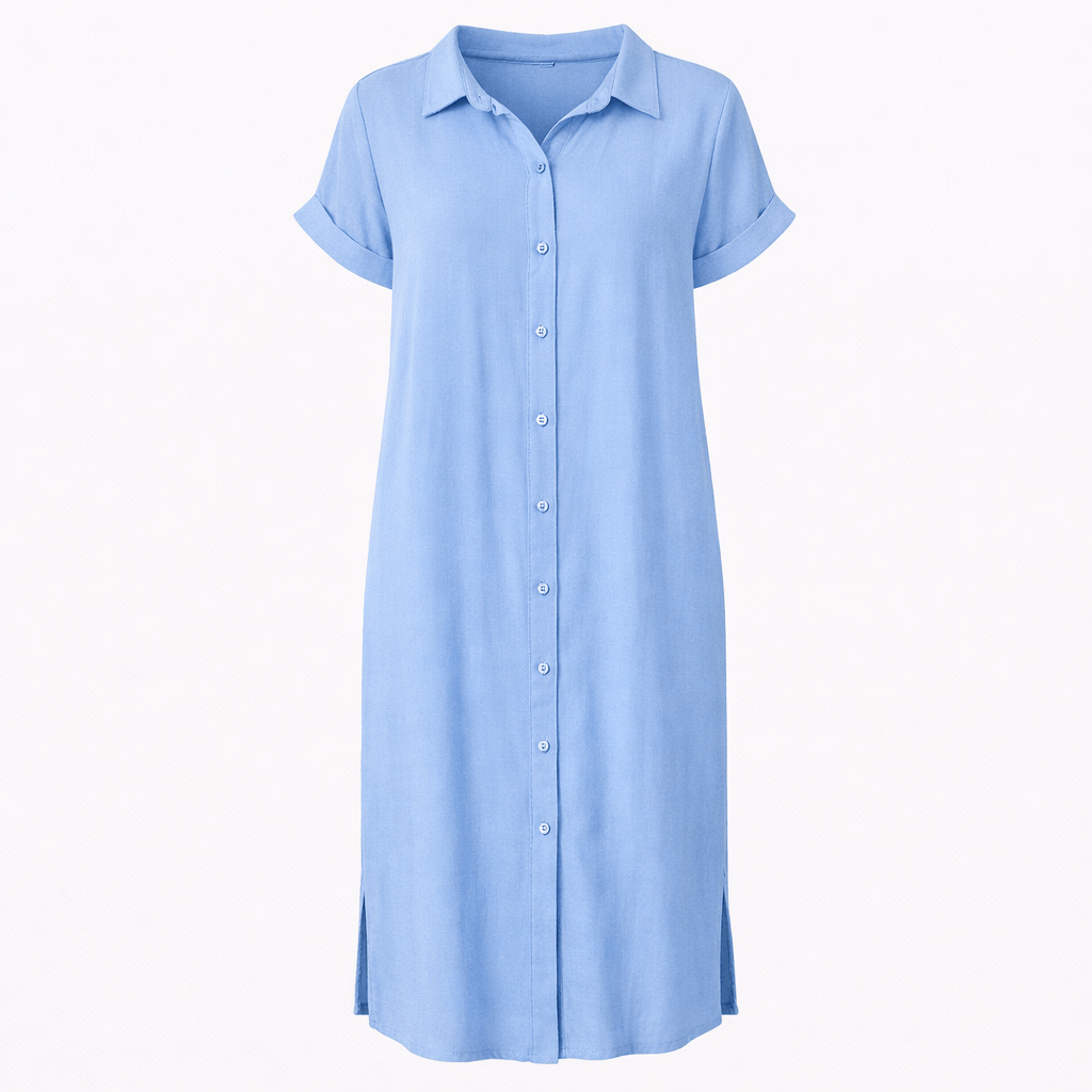 Women’s Short Sleeve Button-Front Maxi Dress