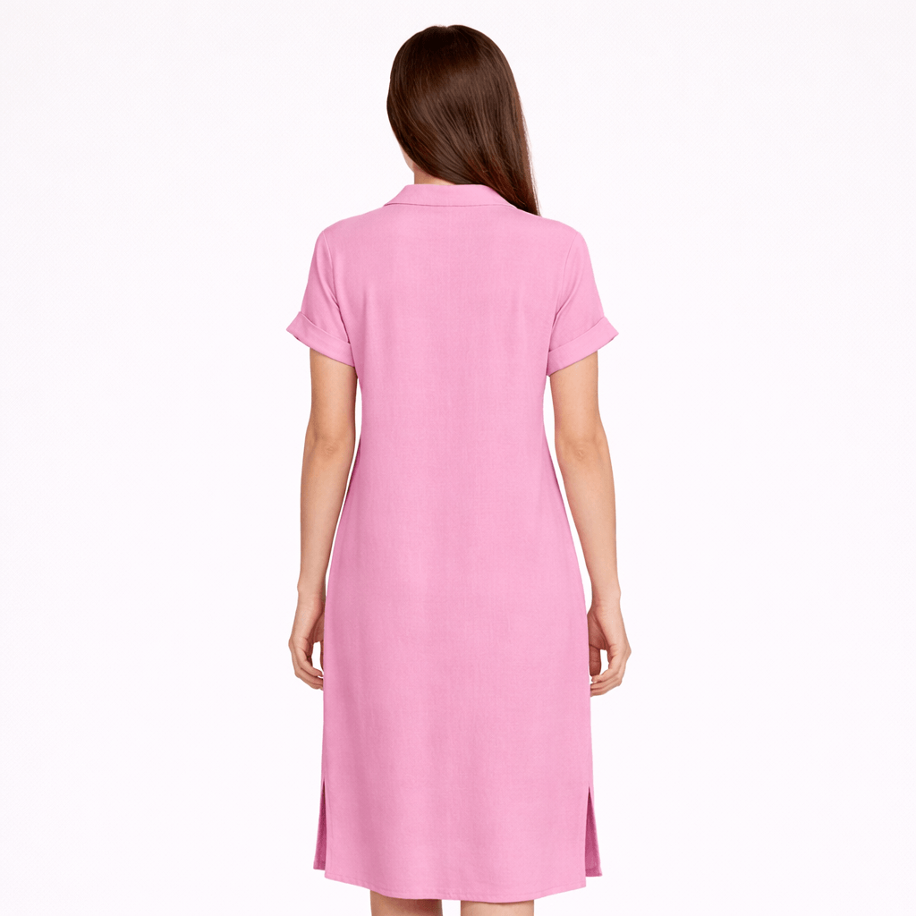 Women’s Short Sleeve Button-Front Maxi Dress