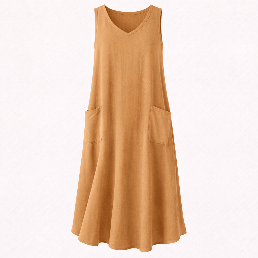 Women’s Sleeveless V-Neck Dress with Pockets