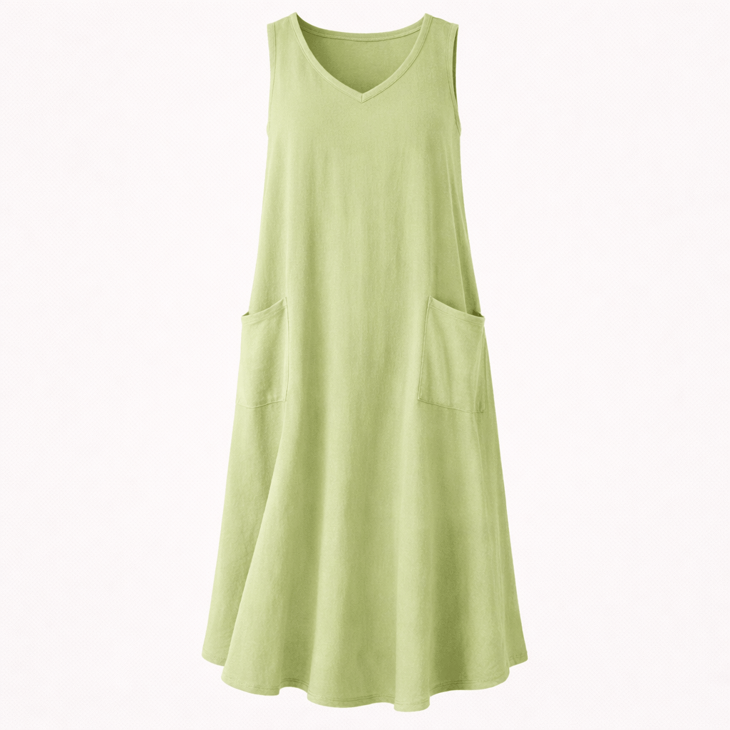 Women’s Sleeveless V-Neck Dress with Pockets