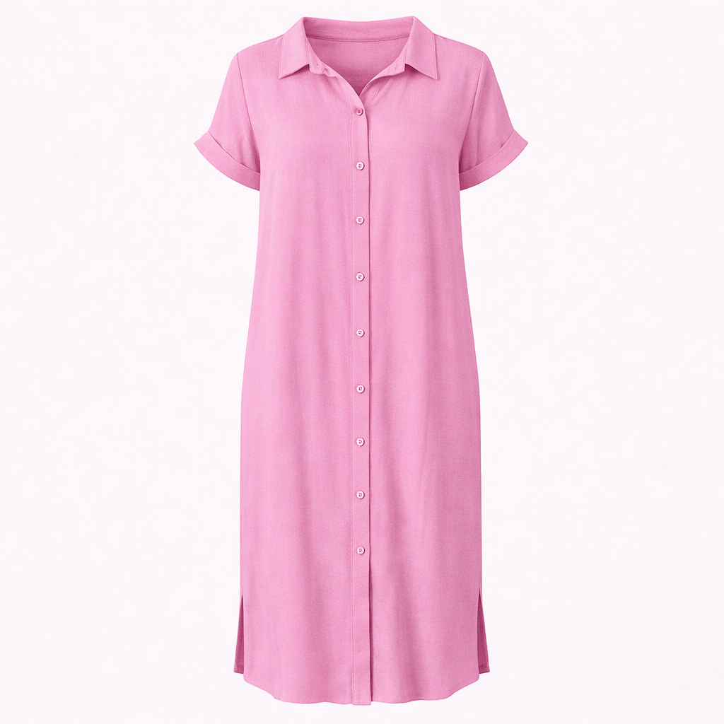 Women’s Short Sleeve Button-Front Maxi Dress
