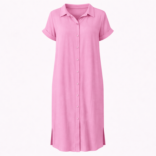 Women’s Short Sleeve Button-Front Maxi Dress